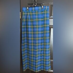 Vintage Tootal Pure Virgin Wool Tartan Wrap Skirt  Long Kilt Sz 16 40” Length